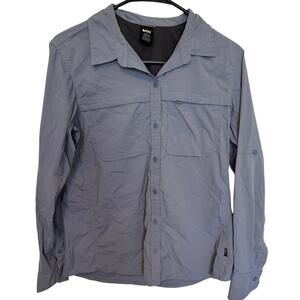 REI Co-op Women's Hiking Button Up Shirt Gray Long Sleeve